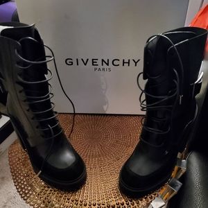 Givenchy black leather and split suede ankle boots